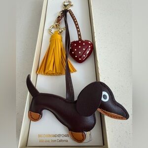 Eye Candy Brown Dachshund Bag Charm with Yellow Tassel
